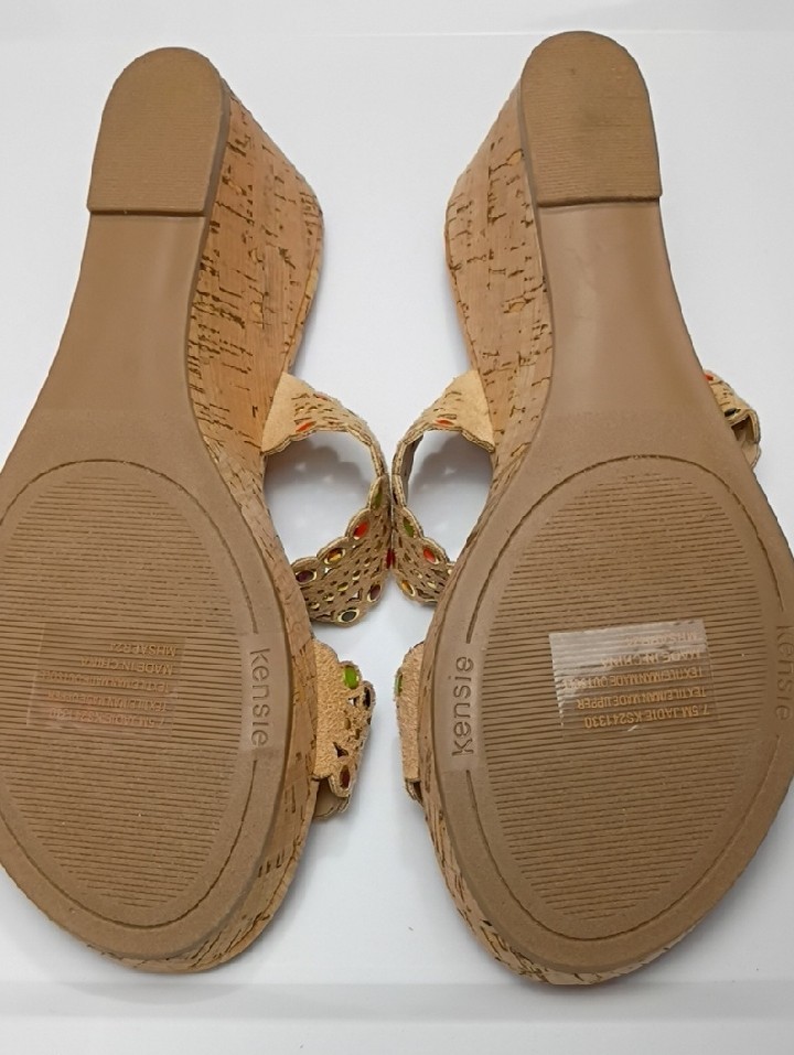 Kensie Women's Tan Cork Slide Sandals With Multicolor Studs - Size 7.5 Nwt — image 6 of 7